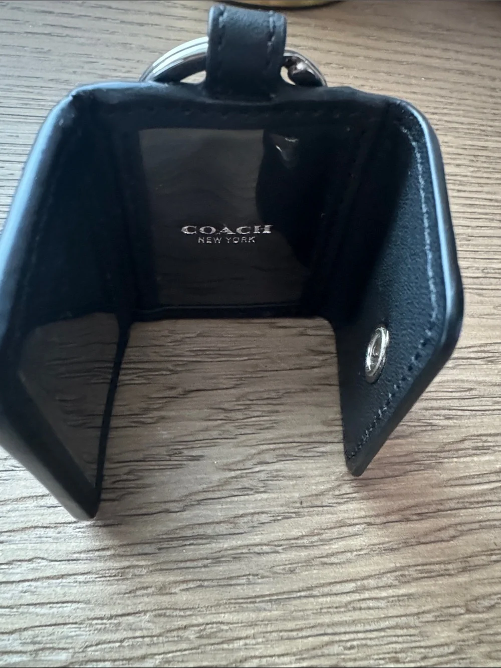 Coach Black & Milk Woven Signature Key Holder